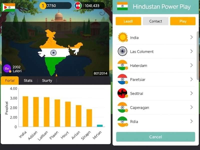 Hindustan Power Play gameplay screenshot showing Indian-themed environment